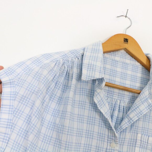 *White & Blue Gingham Blouse - Picture 5 of 8